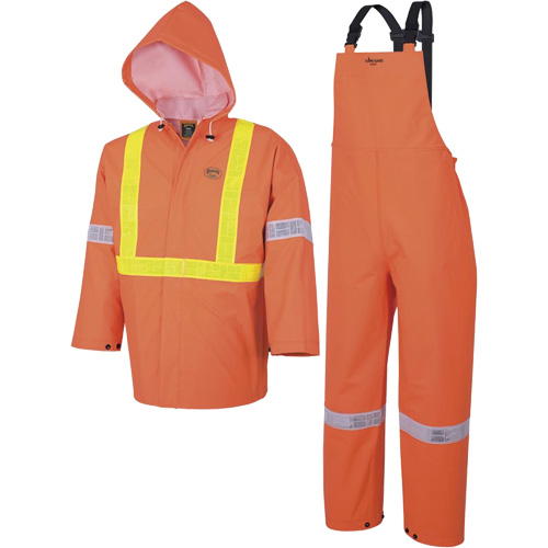 R85 Element FR FR 3-Piece Safety Rain Suit, PVC, Small, High-Visibility Orange Cam Industrial