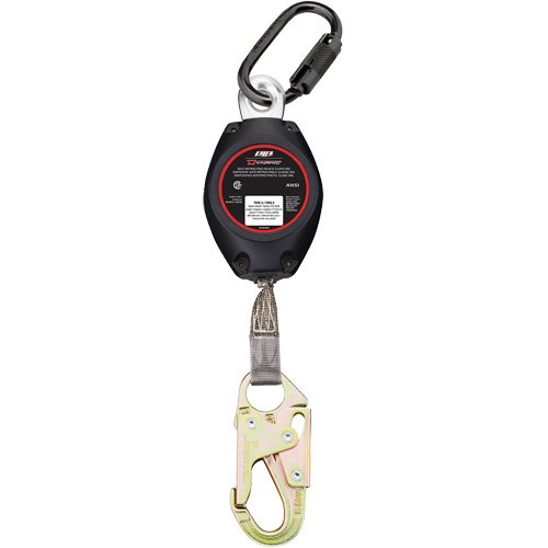 Cordage de s&eacute;curit&eacute; autor&eacute;tractable avec petit mousqueton Dynamic, 11', Polyester, Pivotant Cam Industrial