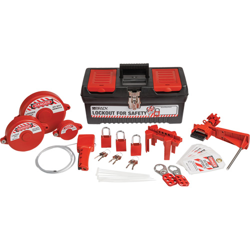 Trousse de cadenassage et d&eacute;tiquetage avec cadenas de s&eacute;curit&eacute; en aluminium et boîte &agrave; outils, Ensemble Vanne, 32 composants compris Cam Industrial