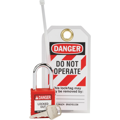 Trousse de cadenassage et d&eacute;tiquetage de s&eacute;curit&eacute; en nylon, 3 composants compris Cam Industrial