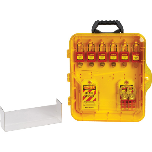 Station de cadenassage avec cadenas de s&eacute;curit&eacute; en nylon &agrave; cl&eacute;s diff&eacute;rentes, Cadenas Plastique, Capacit&eacute; de 6, Cadenas Compris Cam Industrial