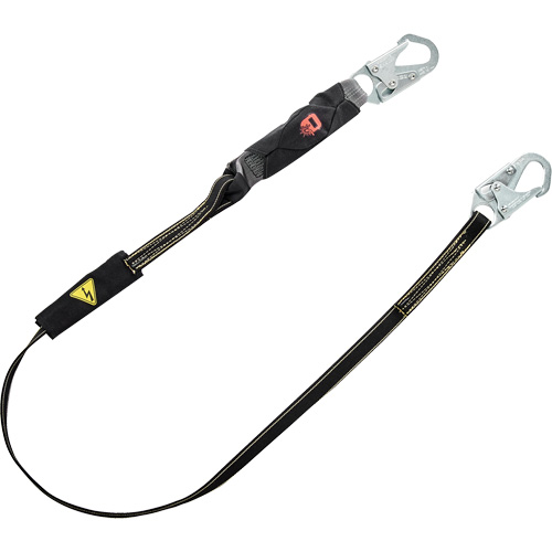 Longe &agrave; amortisseur d'&eacute;nergie pour le soudage V-Series, 6', Point d'ancrage &agrave; Crochet mousqueton, Crochet mousqueton aux jambes, Kevlar/M&eacute;tal/Nylon Cam Industrial