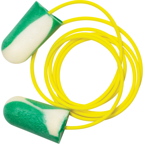 Bouchons d'oreilles biosourc&eacute;s Mega Bullet BioSoft, Vrac - Boîte, Avec cordon Cam Industrial
