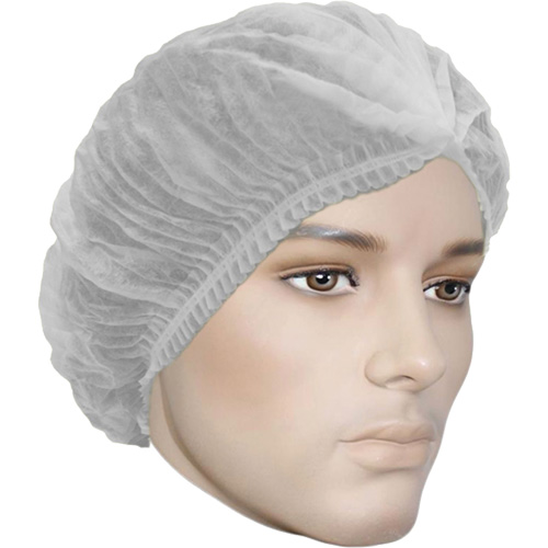 Cova-Cap Pleated Bouffant Cap, Polypropylene, 21", White Cam Industrial