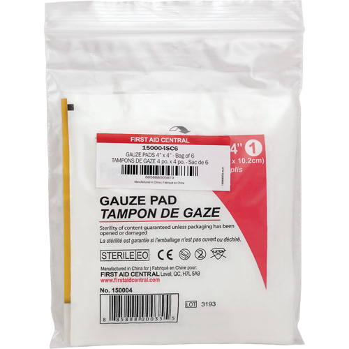 Recharge de gaze SmartCompliance, Tampon, 4" lo x 4" la, St&eacute;rile, Dispositif m&eacute;dical Classe 1 Cam Industrial