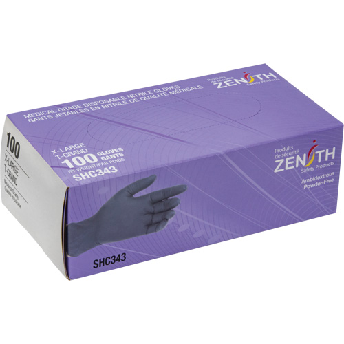Gants jetables de calibre m&eacute;dical, T-Grand, Nitrile, 6 mils, Sans poudre, Noir, Classe 2 Cam Industrial