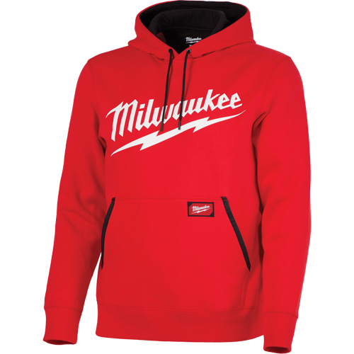 Chandail &agrave; capuchon de poids moyen avec logo Milwaukee, Hommes, Petit, Rouge Cam Industrial