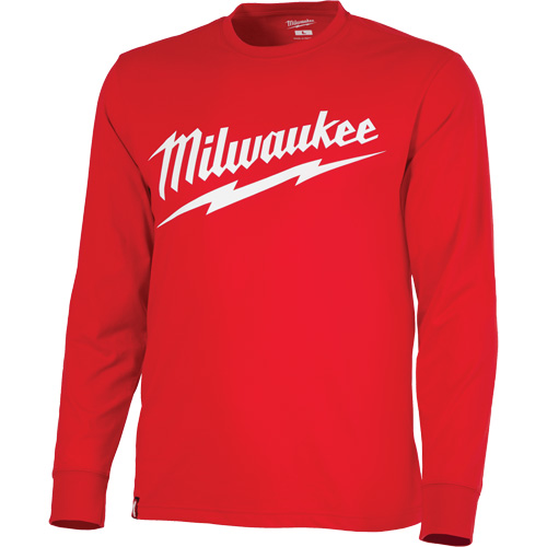 Chandail &agrave; manches longues tr&egrave;s r&eacute;sistant avec logo Milwaukee, Hommes, Petit, Rouge Cam Industrial