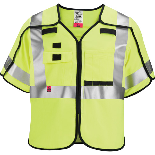 Breakaway Mesh Safety Vest, Black/High Visibility Lime-Yellow, Medium/Small Cam Industrial