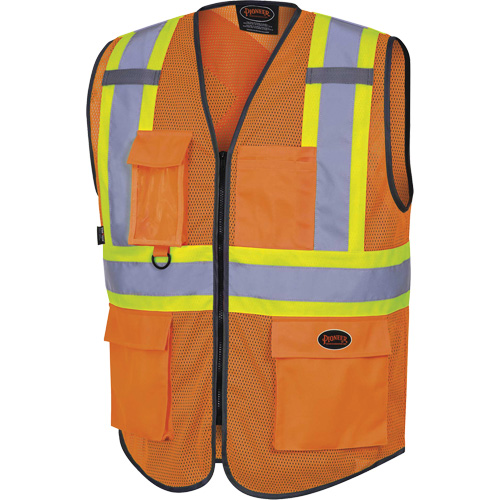 6960 Veste de s&eacute;curit&eacute; &agrave; maille en avant, Orange haute visibilit&eacute;, Moyen, Polyester Cam Industrial