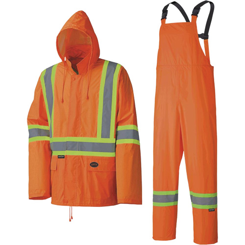 5598 Lightweight Waterproof Rain Suit, Polyester/PVC, Small, High Visibility Orange Cam Industrial