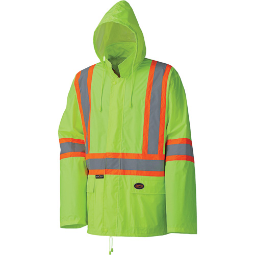 5599 Lightweight Waterproof Rain Suit, Polyester/PVC, X-Small, High Visibility Lime-Yellow Cam Industrial