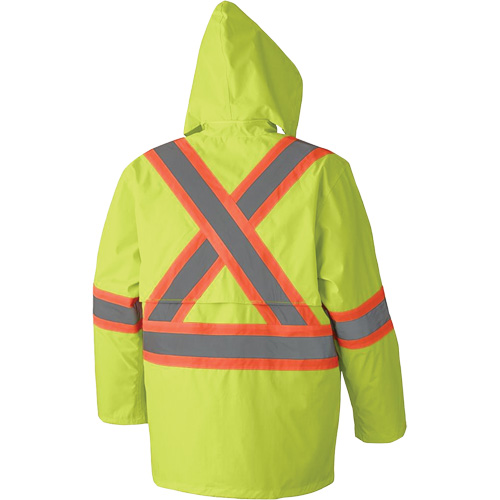 5609 210D Waterproof Rain Suit, Polyester/PVC, X-Small, High Visibility Lime-Yellow Cam Industrial