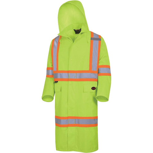 5631 The Rock 300D Waterproof Long Coat, Polyester, Small, High Visibility Lime-Yellow Cam Industrial