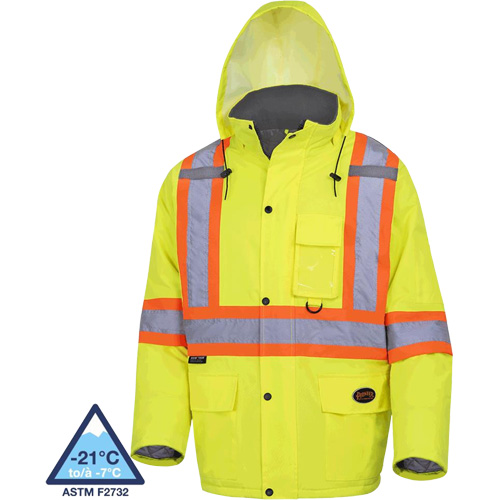 5031 Manteau de s&eacute;curit&eacute; matelass&eacute; imperm&eacute;able, Jaune lime haute visibilit&eacute;, Petit Cam Industrial
