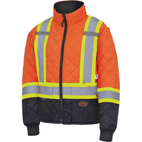 5015 Manteau matelass&eacute; pour cong&eacute;lateur, Polyester, Noir/Orange haute visibilit&eacute;, T-petit Cam Industrial