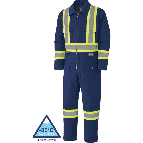 5539A Quilted Duck Coveralls, Small, Navy Blue Cam Industrial