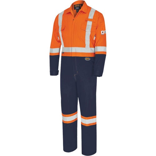 7702BB FR-Tech&reg; 2-Tone Safety Coverall, Size 36, Navy Blue/Orange, 10 cal/cm² Cam Industrial