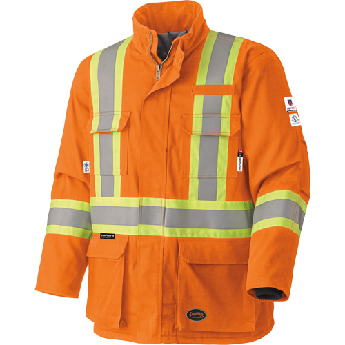 5533 Flame-Resistant Safety Parka, Small, High Visibility Orange, 58 cal/cm² Cam Industrial