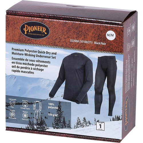 D2200A Premium Quick-Dry & Moisture-Wicking Underwear Set, Men's, X-Small, Black Cam Industrial