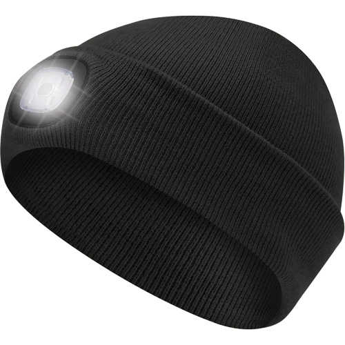 5678 Tuque en tricot avec lampe frontale &agrave; DEL, Doublure en Molleton, Taille unique, Noir Cam Industrial