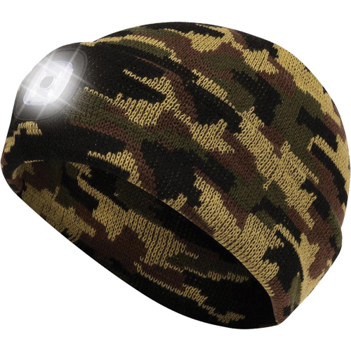 5677 Tuque en tricot avec lampe frontale &agrave; DEL, Doublure en Molleton, Taille unique, Camo Cam Industrial