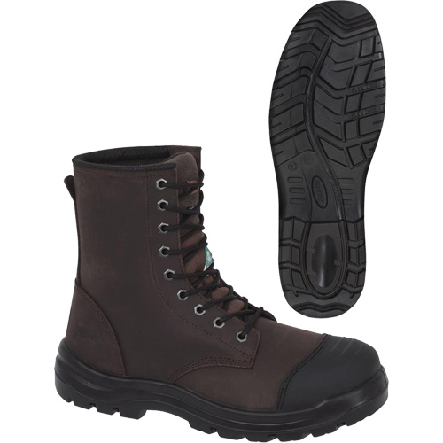 1028 Brown 8" Work Boots, Leather, Steel Toe, Size 10 Cam Industrial