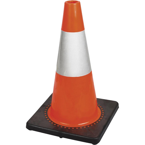 181 C&ocirc;ne de s&eacute;curit&eacute; flexible de premi&egrave;re qualit&eacute;, 18", Orange, Bande(s) r&eacute;fl&eacute;chissante(s) 6" Cam Industrial