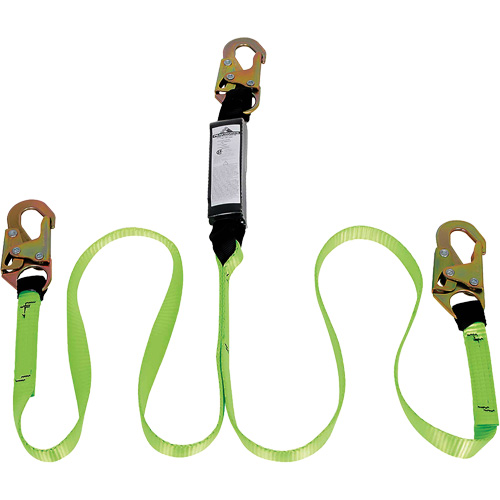SA-54000-4 Shock Absorbing Lanyard, 4', Snap Hook Center, Snap Hook Leg Ends, Polyester Cam Industrial