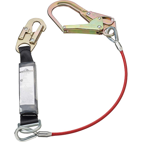 SA-5502-4 Shock Absorbing Lanyard, 4', Rebar Hook Center, Snap Hook Leg Ends, Polyester Cam Industrial