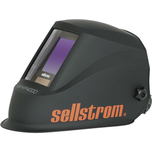 WHP4000 Premium Series ADF Welding Helmet with Extra-Large Blue Lens Technology, 3.94" L x 3.28" W View Area, Black/Orange Cam Industrial