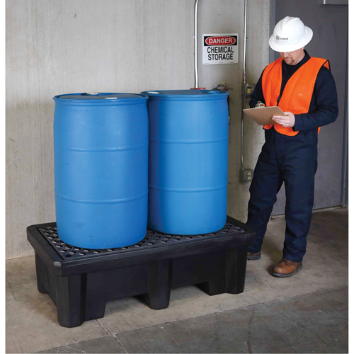 2-Drum Economy Ultra-Spill Pallet&reg;, 66 US gal. Spill Capacity, 53" x 29" x 16.5" Cam Industrial