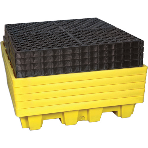 Ultra-Spill Pallet emboitable, 4 barils, Capacit&eacute; de d&eacute;versement 66 gal. US, 51" x 51" x 10" Cam Industrial