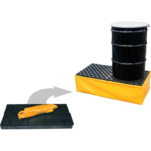 Ultra-Spill Pallet flexible, 2 barils, Capacit&eacute; de d&eacute;versement 66 gal. US, 48" x 24" x 14" Cam Industrial