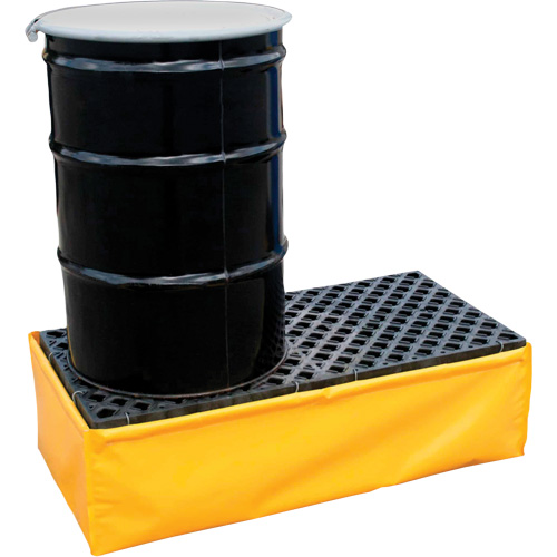 Ultra-Spill Pallet flexible, 2 barils, Capacit&eacute; de d&eacute;versement 66 gal. US, 48" x 24" x 14" Cam Industrial