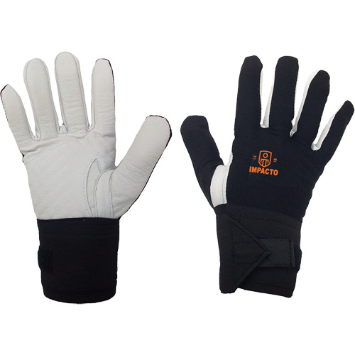Right-Hand Anti-Impact Glove, 7/Small, Grain Leather Palm, Elastic Cuff Cam Industrial