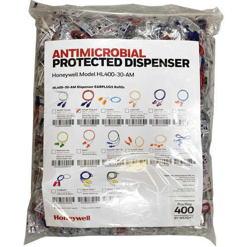 Recharge de bouchons doreille AS-30R pour le distributeur HL400, Vrac - Sac en poly, Avec cordon Cam Industrial