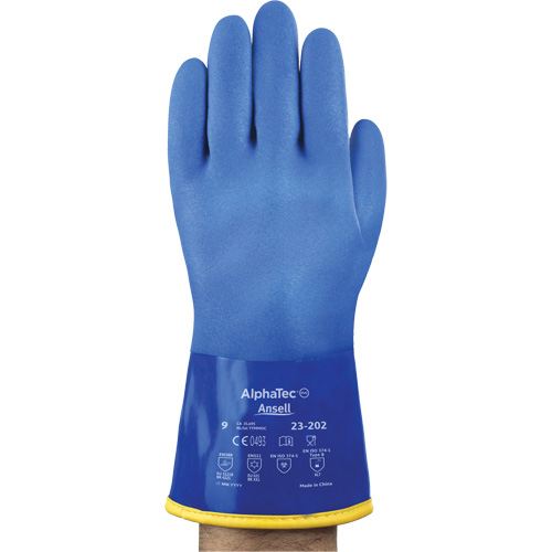 AlphaTec&reg; 23-202 PVC Gloves, Size 8, 11.8" L, Cotton, Fleece Inner Lining Cam Industrial