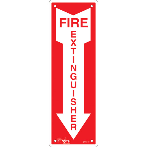 Enseigne Fire Extinguisher, 12" x 4", Aluminium, Anglais avec pictogramme Cam Industrial