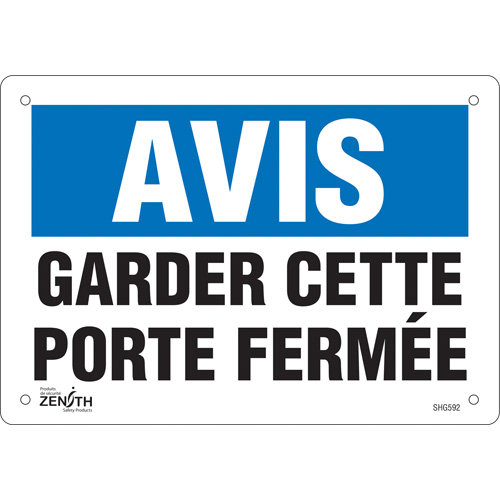 "Porte ferm&eacute;e" Sign, 7" x 10", Vinyl, French Cam Industrial