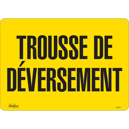 "Trousse de d&eacute;versement" Sign, 10" x 14", Plastic, French Cam Industrial