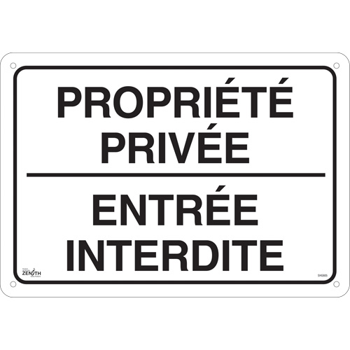 "Propri&eacute;t&eacute; priv&eacute;e" Sign, 14" x 20", Aluminum, French Cam Industrial