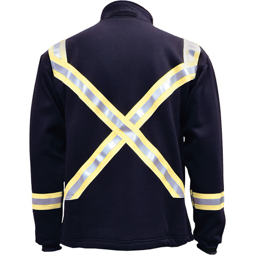 Flame Resistant Striped Full Zip Fleece Jacket, X-Large, Navy Blue Cam Industrial