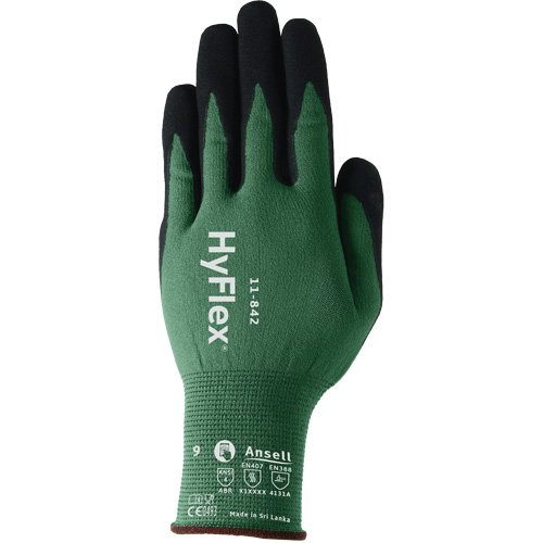 HyFlex&reg; 11-842 Sustainable Multi-Purpose Gloves, 5, Foam Nitrile Coating, 15 Gauge, Nylon Shell Cam Industrial