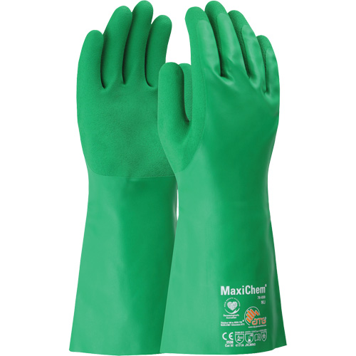 ATG MaxiChem&reg; Chemical-Resistant Gloves, Size Small, 14" L, Nitrile Cam Industrial