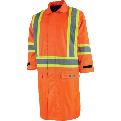 Imperm&eacute;able long avec capuchon amovible, Nylon/PVC, Petit, Orange haute visibilit&eacute; Cam Industrial