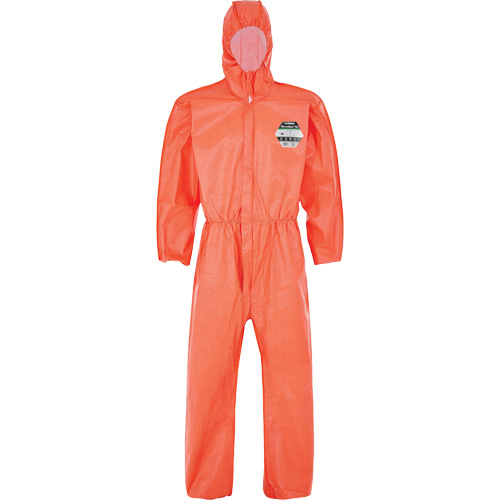 MicroMax&reg; NS Coverall with Elastic Hood, Cuffs, Waist & Ankles, Small, Orange, Microporous Cam Industrial