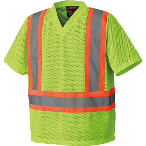 5993P T-shirt de s&eacute;curit&eacute; en maille, Polyester, Petit, Jaune lime haute visibilit&eacute; Cam Industrial
