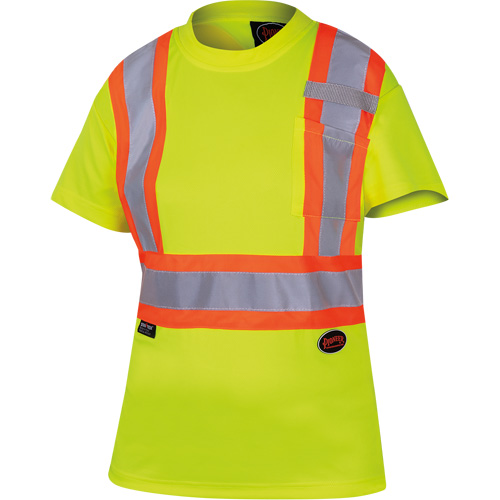 6949 T-shirt de s&eacute;curit&eacute; en il-de-perdrix pour femme, Polyester, T-petit, Jaune lime haute visibilit&eacute; Cam Industrial