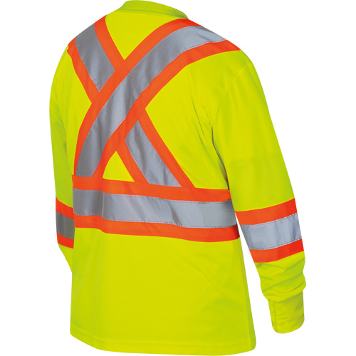 6969 Chandail de s&eacute;curit&eacute; &agrave; manches longues en il-de-perdrix pour femme, Polyester, T-petit, Jaune lime haute visibilit&eacute; Cam Industrial